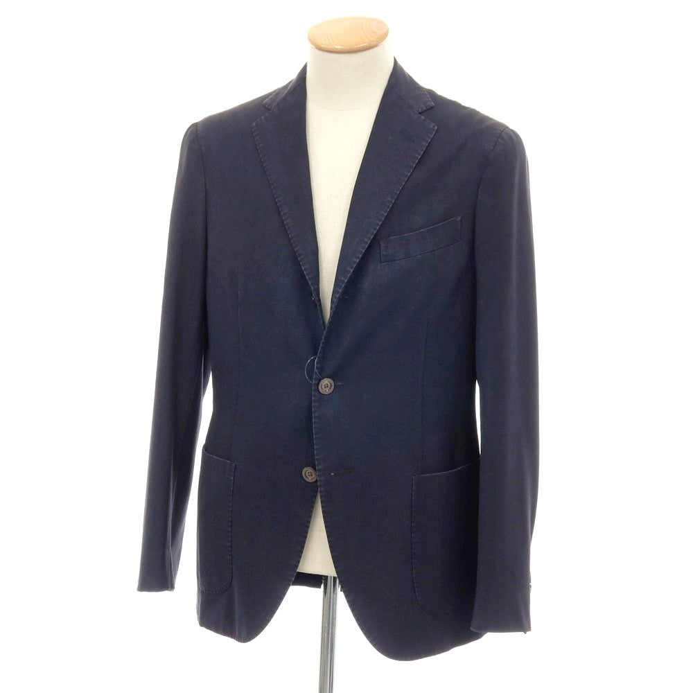 【中古】ボリオリ BOGLIOLI K.JACKET 製品染め ウール ヘリンボーン 3B カジュアルジャケット ネイビー【 44 】【 状態ランクC 】【 メンズ 】[APD]