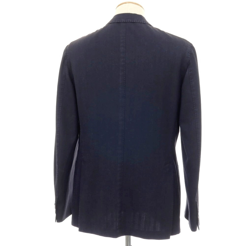 【中古】ボリオリ BOGLIOLI K.JACKET 製品染め ウール ヘリンボーン 3B カジュアルジャケット ネイビー【 44 】【 状態ランクC 】【 メンズ 】[APD]