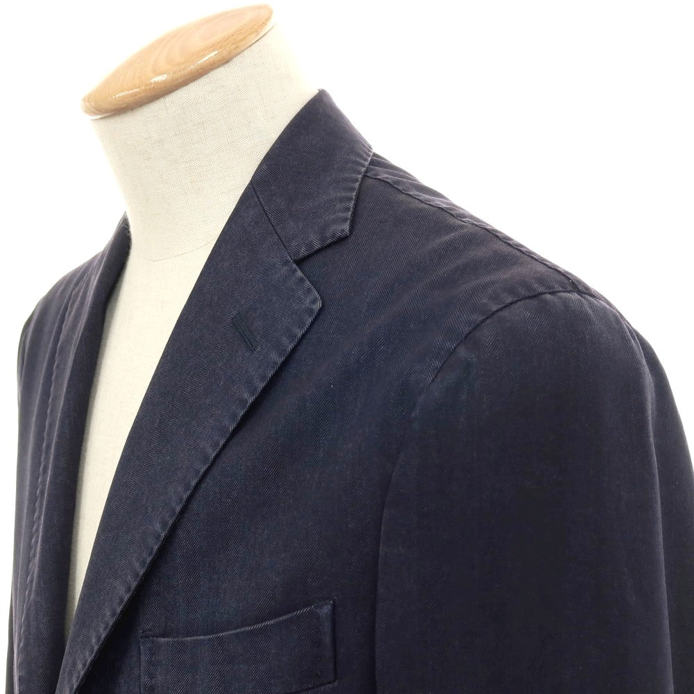 【中古】ボリオリ BOGLIOLI K.JACKET 製品染め ウール ヘリンボーン 3B カジュアルジャケット ネイビー【 44 】【 状態ランクC 】【 メンズ 】[APD]