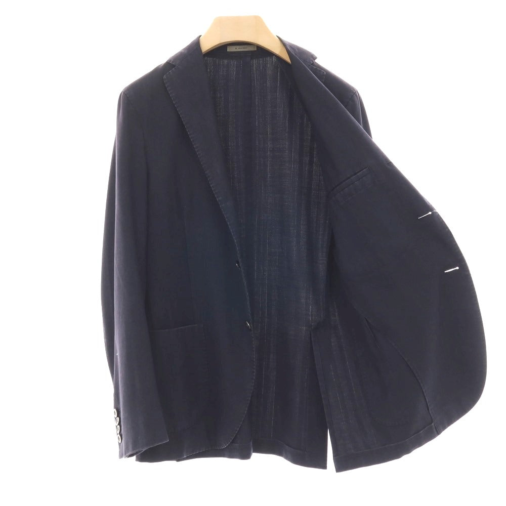 【中古】ボリオリ BOGLIOLI K.JACKET 製品染め ウール ヘリンボーン 3B カジュアルジャケット ネイビー【 44 】【 状態ランクC 】【 メンズ 】[APD]