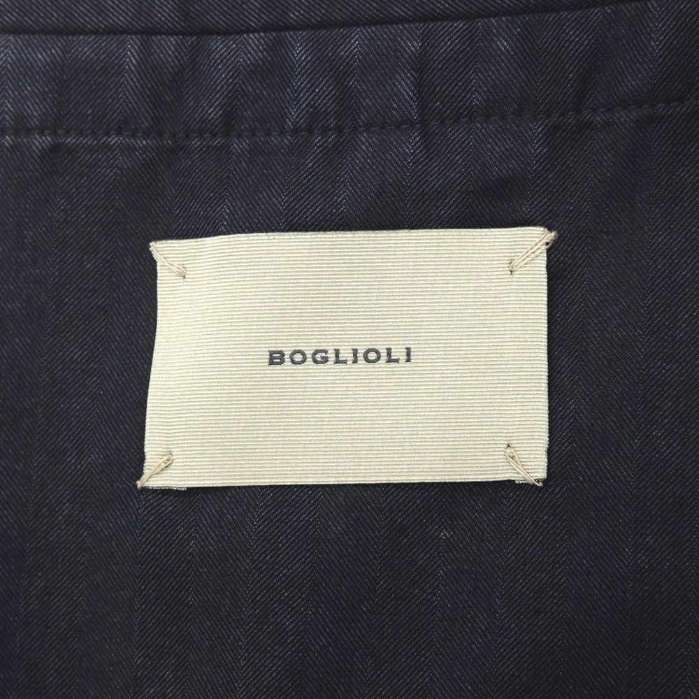 【中古】ボリオリ BOGLIOLI K.JACKET 製品染め ウール ヘリンボーン 3B カジュアルジャケット ネイビー【 44 】【 状態ランクC 】【 メンズ 】[APD]