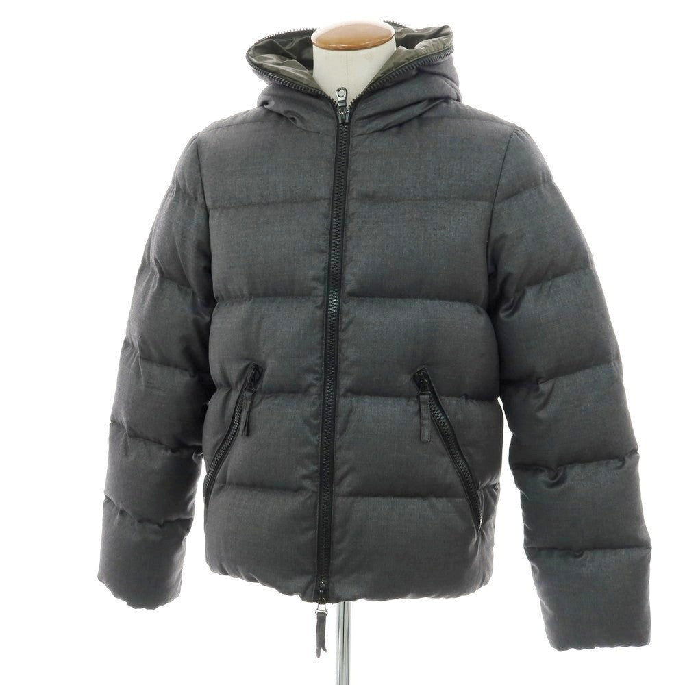 【中古】デュベティカ DUVETICA ウールカシミヤ フルジップ フーデッド ダウンジャケット グレー【 48 】【 状態ランクD 】【 メンズ 】