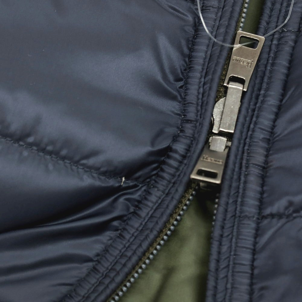 【中古】ヘルノ Herno リバーシブル ナイロン スタンドカラー ダブルジップ ダウンベスト ブルゾン ネイビーxグリーン【サイズ48】【 状態ランクB 】【 メンズ 】