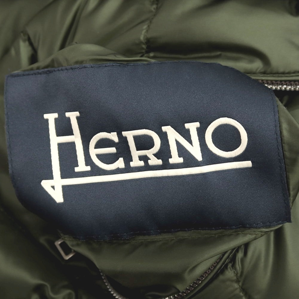 【中古】ヘルノ Herno リバーシブル ナイロン スタンドカラー ダブルジップ ダウンベスト ブルゾン ネイビーxグリーン【 サイズ48 】【 状態ランクB 】【 メンズ 】 [APD]