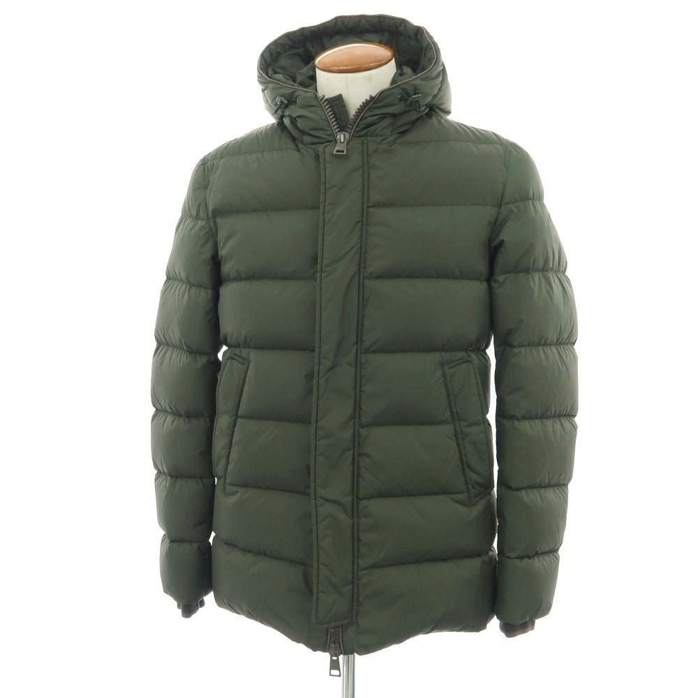 【中古】ヘルノ Herno POLAR-TECH ナイロン フーデッド ダウンコート グリーン【サイズ46】【 状態ランクB 】【 メンズ 】