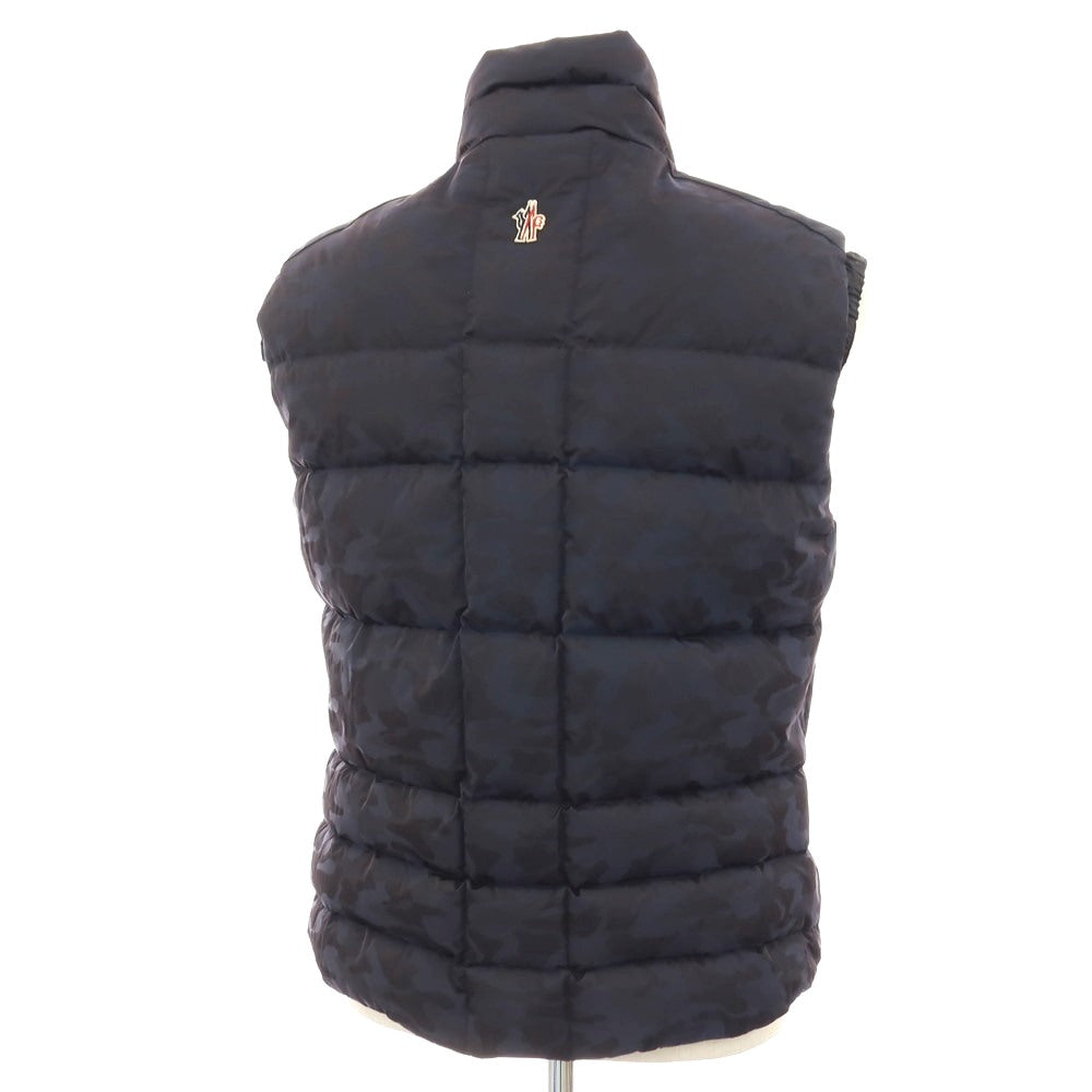 【中古】モンクレール グルノーブル MONCLER GRENOBLE ナイロン カモフラ スタンドカラー ダブルジップ ダウンベスト ブルゾン ネイビーxブラック【サイズ2】【 状態ランクC 】【 メンズ 】