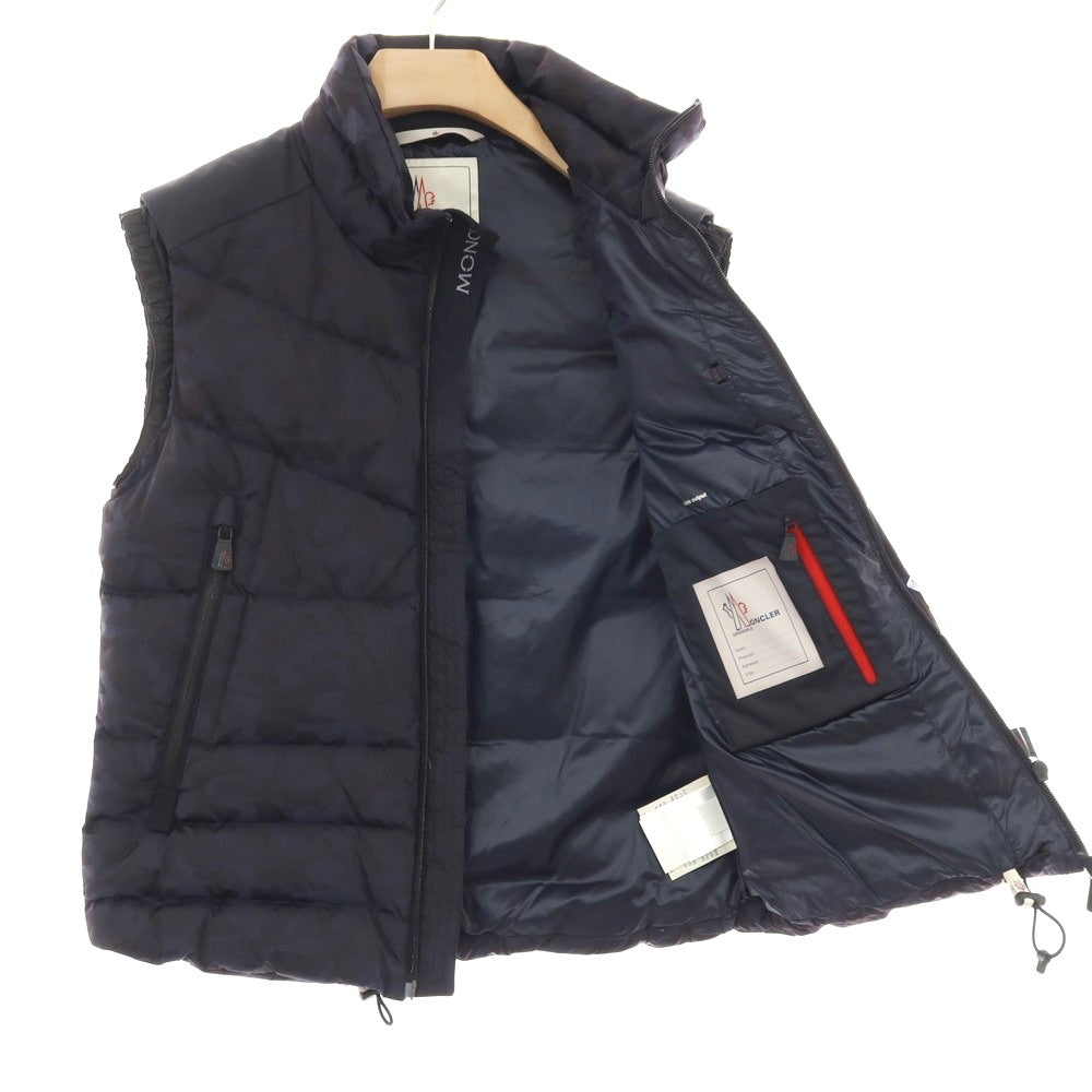 【中古】モンクレール グルノーブル MONCLER GRENOBLE ナイロン カモフラ スタンドカラー ダブルジップ ダウンベスト ブルゾン ネイビーxブラック【サイズ2】【 状態ランクC 】【 メンズ 】