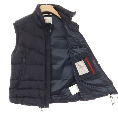 【中古】モンクレール グルノーブル MONCLER GRENOBLE ナイロン カモフラ スタンドカラー ダブルジップ ダウンベスト ブルゾン ネイビーxブラック【サイズ2】【 状態ランクC 】【 メンズ 】