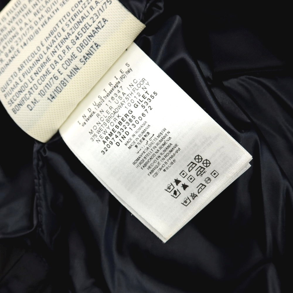 【中古】モンクレール グルノーブル MONCLER GRENOBLE ナイロン カモフラ スタンドカラー ダブルジップ ダウンベスト ブルゾン ネイビーxブラック【サイズ2】【 状態ランクC 】【 メンズ 】