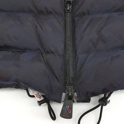 【中古】モンクレール グルノーブル MONCLER GRENOBLE ナイロン カモフラ スタンドカラー ダブルジップ ダウンベスト ブルゾン ネイビーxブラック【サイズ2】【 状態ランクC 】【 メンズ 】