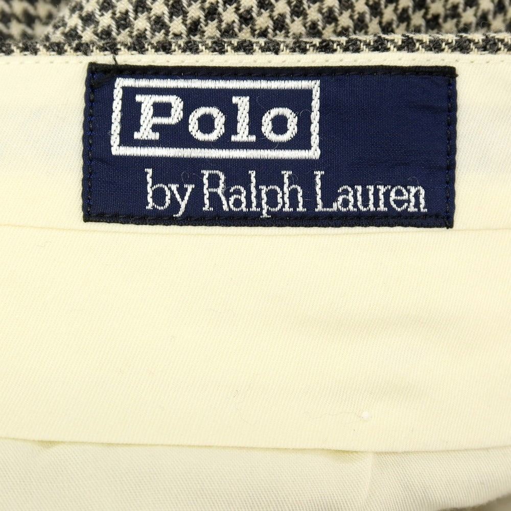 【中古】ポロ ラルフローレン Polo Ralph Lauren ウールリネン ハウンドトゥース カジュアルスラックスパンツ グレーxアイボリー【サイズ76】【 状態ランクC 】【 メンズ 】