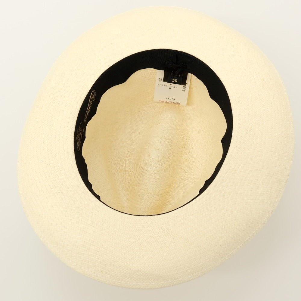 【中古】ボルサリーノ Borsalino ストローハット ベージュ【 56 】【 状態ランクD 】【 メンズ 】