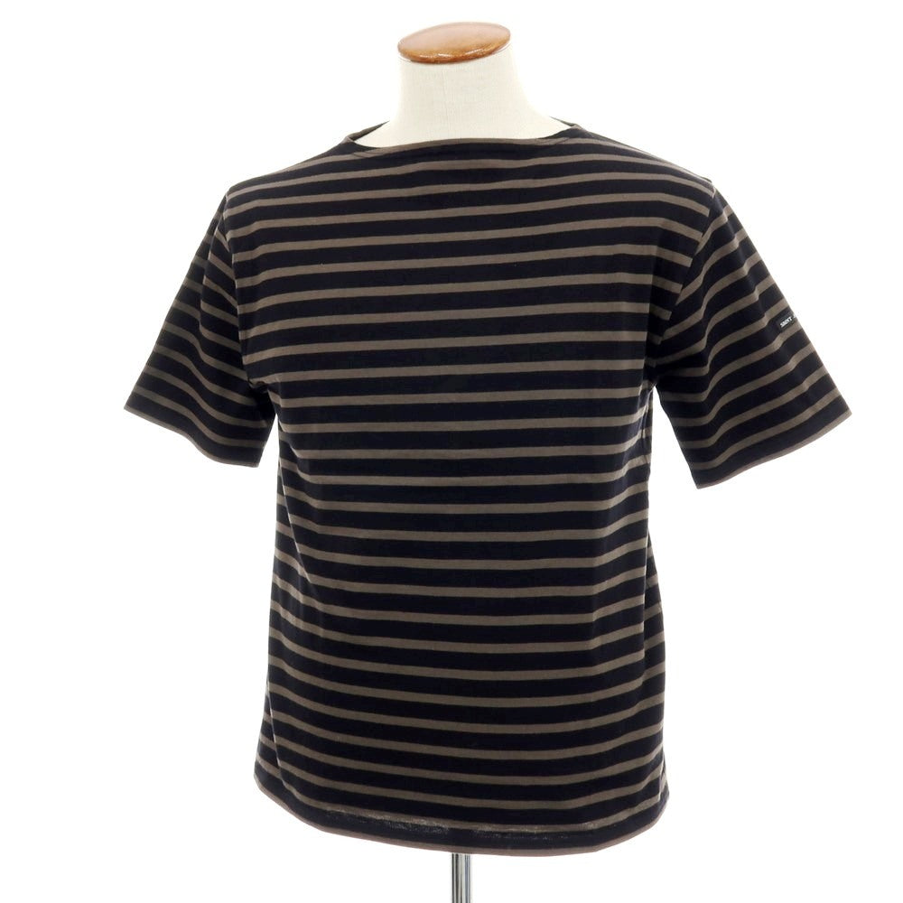 【中古】セントジェームス SAINT JAMES コットン ボーダー ボートネック 半袖Ｔシャツ ブラックxグレー【 5 】【 状態ランクB 】【 メンズ 】