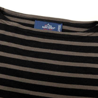 【中古】セントジェームス SAINT JAMES コットン ボーダー ボートネック 半袖Ｔシャツ ブラックxグレー【 5 】【 状態ランクB 】【 メンズ 】