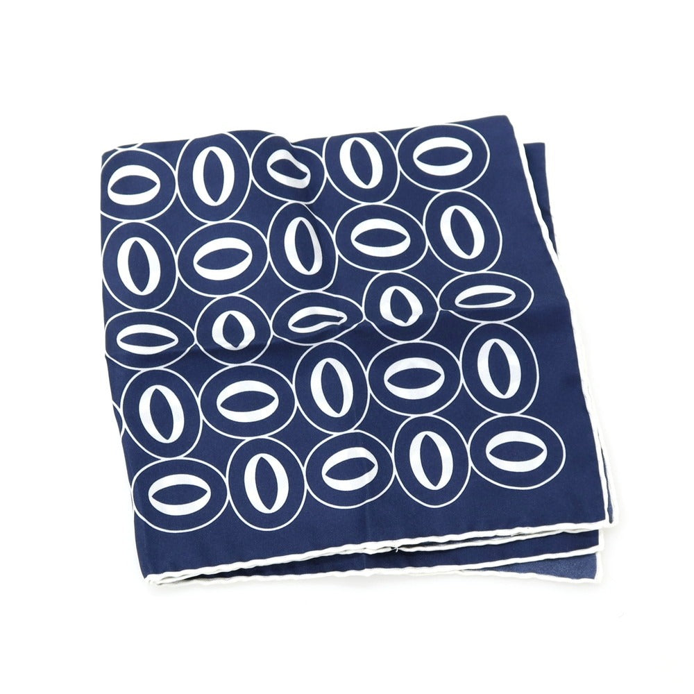 【中古】フランコバッシ FRANCO BASSI シルク プリント ポケットチーフ ネイビーxホワイト【 状態ランクB 】【 メンズ 】