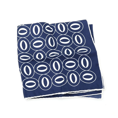 【中古】フランコバッシ FRANCO BASSI シルク プリント ポケットチーフ ネイビーxホワイト【 状態ランクB 】【 メンズ 】