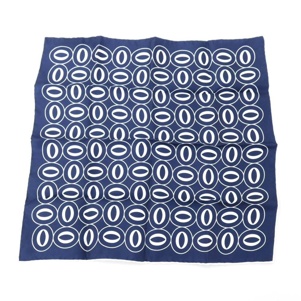 【中古】フランコバッシ FRANCO BASSI シルク プリント ポケットチーフ ネイビーxホワイト【 状態ランクB 】【 メンズ 】