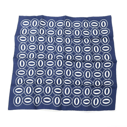 【中古】フランコバッシ FRANCO BASSI シルク プリント ポケットチーフ ネイビーxホワイト【 状態ランクB 】【 メンズ 】