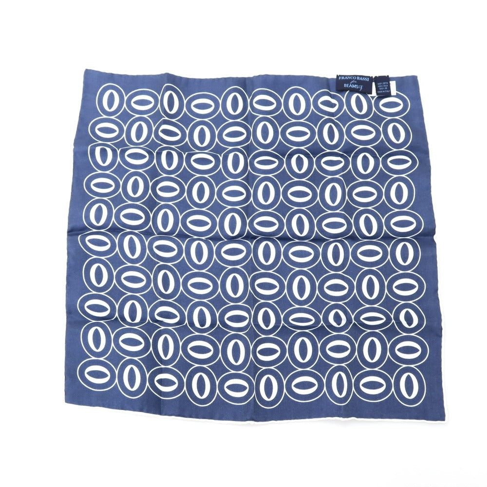 【中古】フランコバッシ FRANCO BASSI シルク プリント ポケットチーフ ネイビーxホワイト【 状態ランクB 】【 メンズ 】