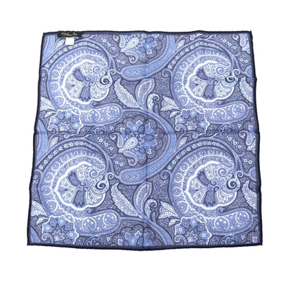 【中古】ステファノ カウ STEFANO CAU ウールシルク ペイズリー ポケットチーフ ネイビー【 状態ランクB 】【 メンズ 】