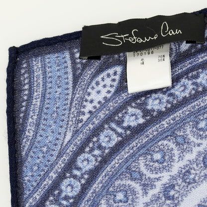 【中古】ステファノ カウ STEFANO CAU ウールシルク ペイズリー ポケットチーフ ネイビー【 状態ランクB 】【 メンズ 】