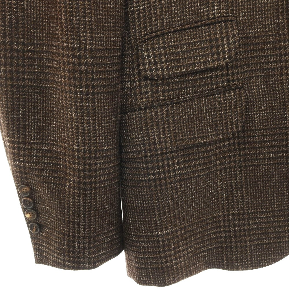 【中古】ブルネロクチネリ Brunello Cucinelli ウールシルクリネン グレンチェック 3B テーラードジャケット ブラウン【サイズ46】【 状態ランクB 】【 メンズ 】