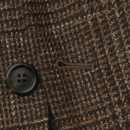 【中古】ブルネロクチネリ Brunello Cucinelli ウールシルクリネン グレンチェック 3B テーラードジャケット ブラウン【サイズ46】【 状態ランクB 】【 メンズ 】