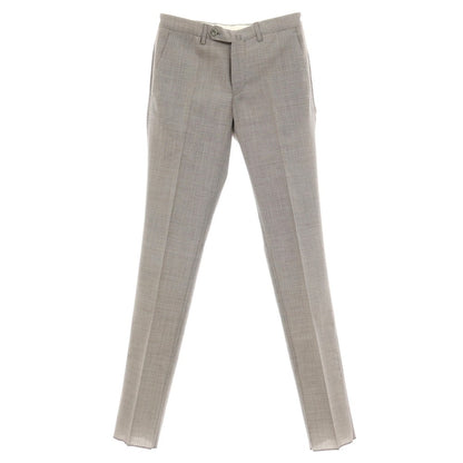 【中古】【未使用】インコテックス INCOTEX ウールポリエステルポリウレタン ドレススラックスパンツ グレーxレッド【サイズ44】【 状態ランクS 】【 メンズ 】