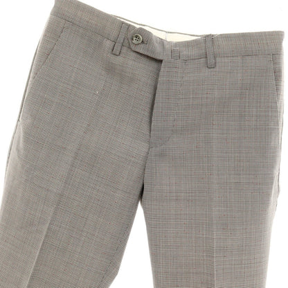 【中古】【未使用】インコテックス INCOTEX ウールポリエステルポリウレタン ドレススラックスパンツ グレーxレッド【サイズ44】【 状態ランクS 】【 メンズ 】