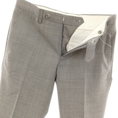 【中古】【未使用】インコテックス INCOTEX ウールポリエステルポリウレタン ドレススラックスパンツ グレーxレッド【サイズ44】【 状態ランクS 】【 メンズ 】