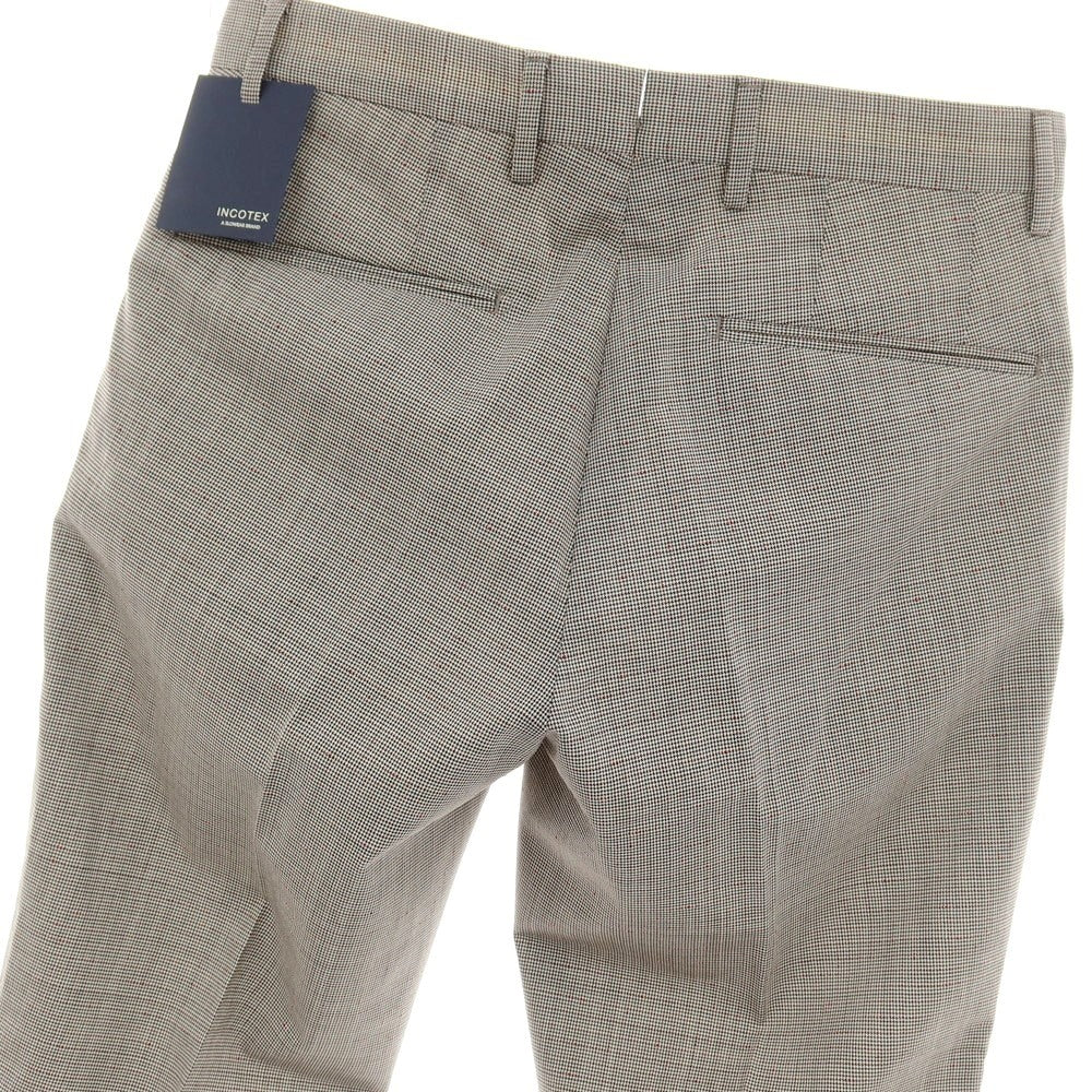 【中古】【未使用】インコテックス INCOTEX ウールポリエステルポリウレタン ドレススラックスパンツ グレーxレッド【サイズ44】【 状態ランクS 】【 メンズ 】
