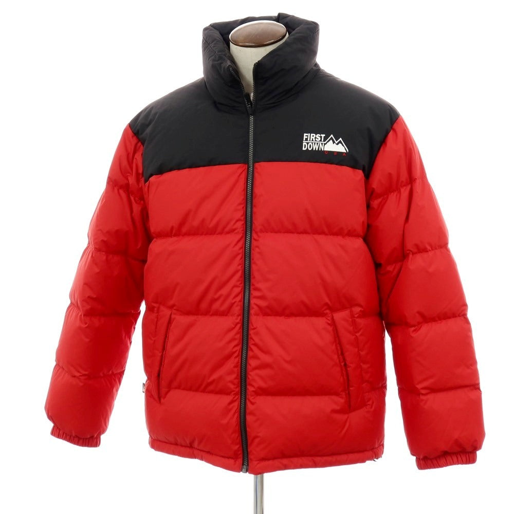 【中古】【未使用】ファーストダウン FIRST DOWN リバーシブル ポリエステル スタンドカラー ジップアップ ダウンジャケット レッドxブラック【サイズXL】【 状態ランクS 】【 メンズ 】