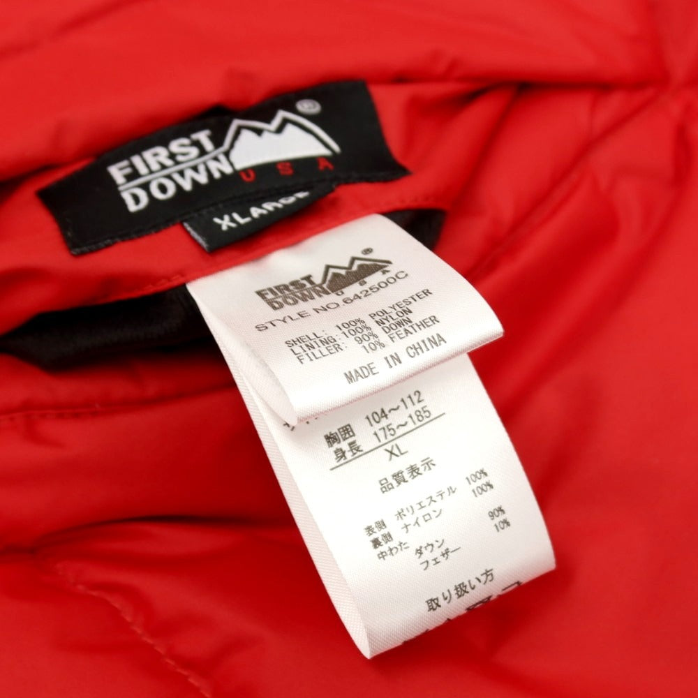 【中古】【未使用】ファーストダウン FIRST DOWN リバーシブル ポリエステル スタンドカラー ジップアップ ダウンジャケット レッドxブラック【サイズXL】【 状態ランクS 】【 メンズ 】