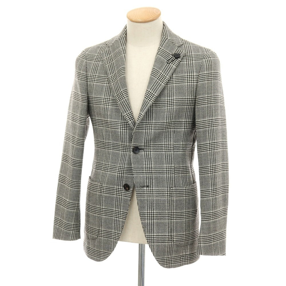 【中古】ラルディーニ LARDINI ウール グレンチェック 2B テーラードジャケット ブラックxホワイト【 44 】【 状態ランクC 】【 メンズ 】 []