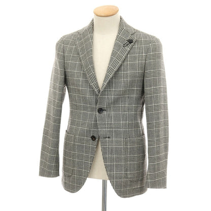 【中古】ラルディーニ LARDINI ウール グレンチェック 2B テーラードジャケット ブラックxホワイト【 44 】【 状態ランクC 】【 メンズ 】 []