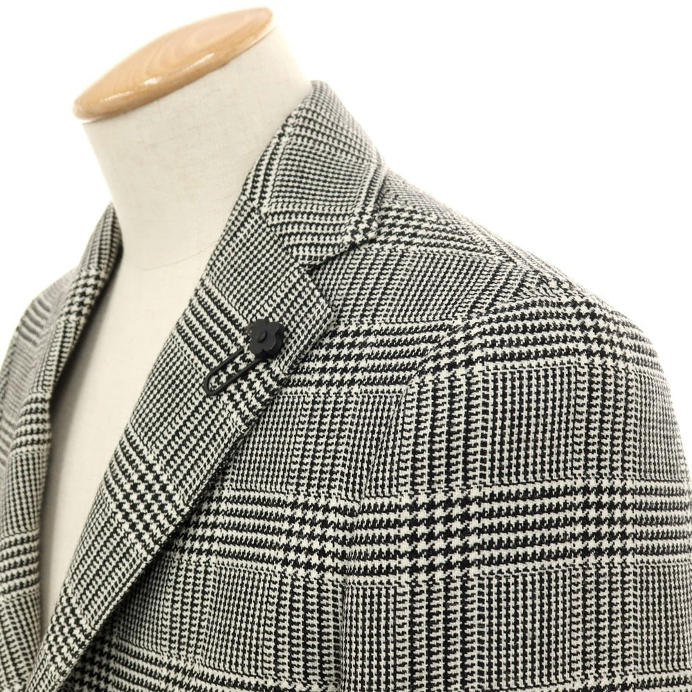 【中古】ラルディーニ LARDINI ウール グレンチェック 2B テーラードジャケット ブラックxホワイト【 44 】【 状態ランクC 】【 メンズ 】 []