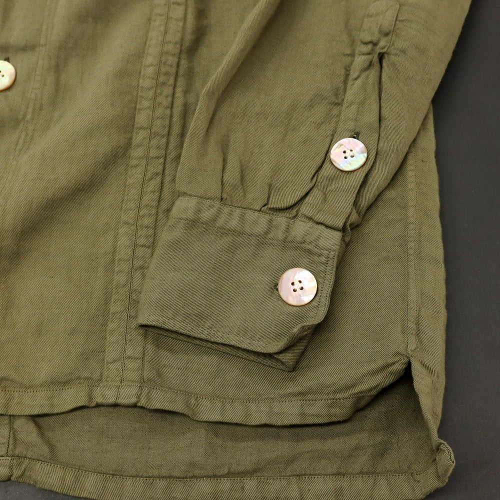 【中古】イレブンティ eleventy コットンリネン オープンカラー カジュアルシャツ オリーブ【サイズ38】【 状態ランクB 】【 メンズ 】