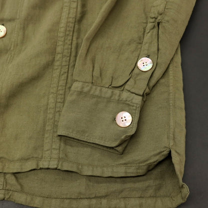 【中古】イレブンティ eleventy コットンリネン オープンカラー カジュアルシャツ オリーブ【サイズ38】【 状態ランクB 】【 メンズ 】