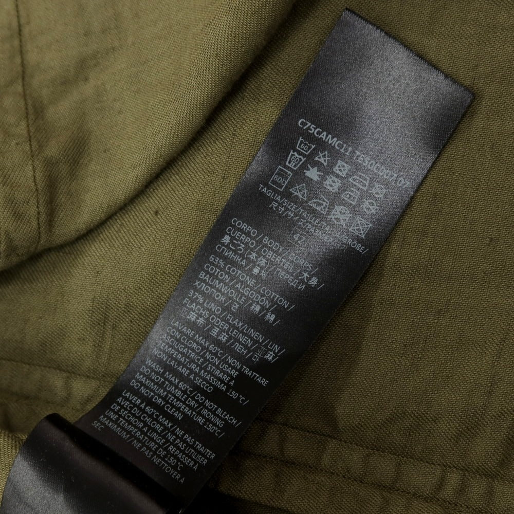 【中古】イレブンティ eleventy コットンリネン オープンカラー カジュアルシャツ オリーブ【サイズ38】【 状態ランクB 】【 メンズ 】