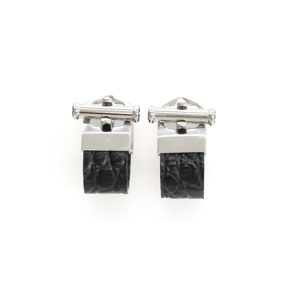 【中古】モンブラン MONTBLANC クロコダイル レザー カフリンクス カフス ブラックxシルバー【 状態ランクA 】【 メンズ 】
