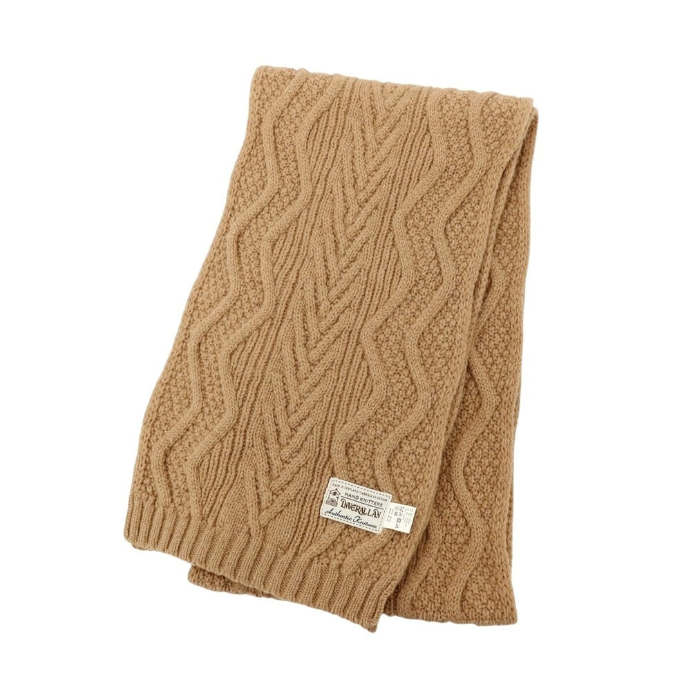 【中古】インバーアラン INVERALLAN ケーブル編みウール マフラー ライトブラウン【 状態ランクB 】【 メンズ 】