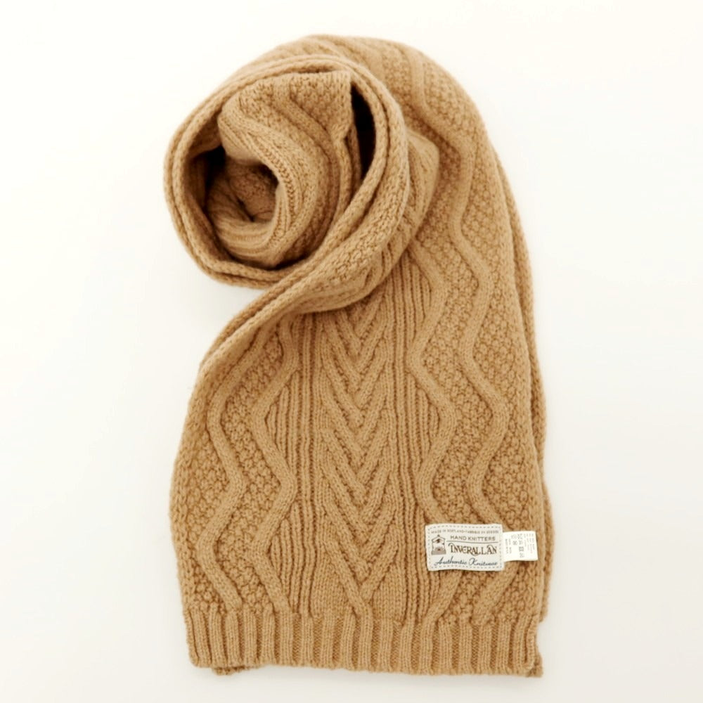 【中古】インバーアラン INVERALLAN ケーブル編みウール マフラー ライトブラウン【 状態ランクB 】【 メンズ 】