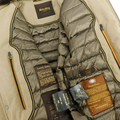 【新品】ムーレー MOORER IAGO-S1 コットンポリエステルナイロン ショートダウンジャケット カーキベージュ【 44 】【 状態ランクN 】【 メンズ 】