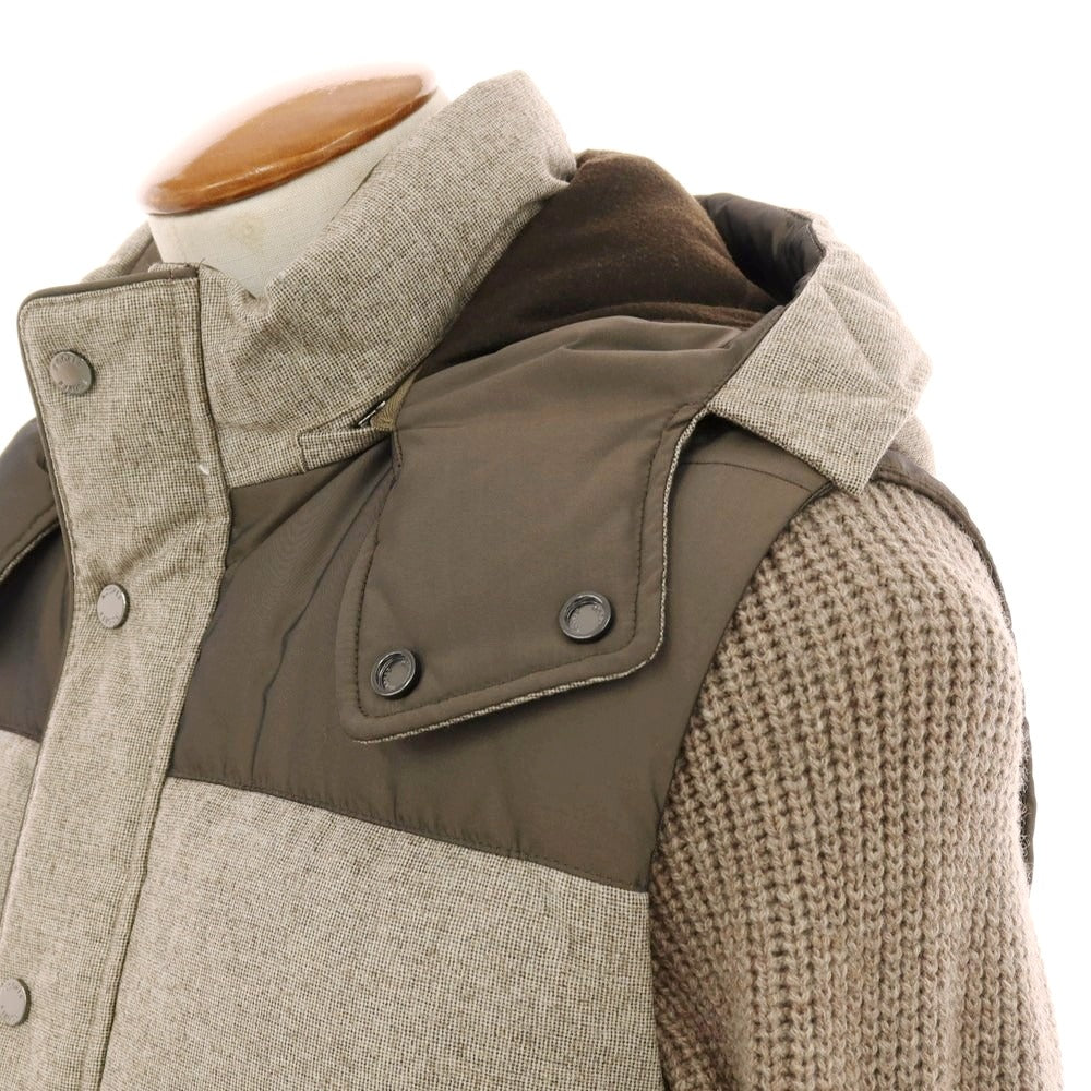 【新品】ムーレー MOORER BENSO-FF 2WAY ウール ダウンジャケット ダウンベスト グレージュ系【 48 】【 状態ランクN 】【 メンズ 】