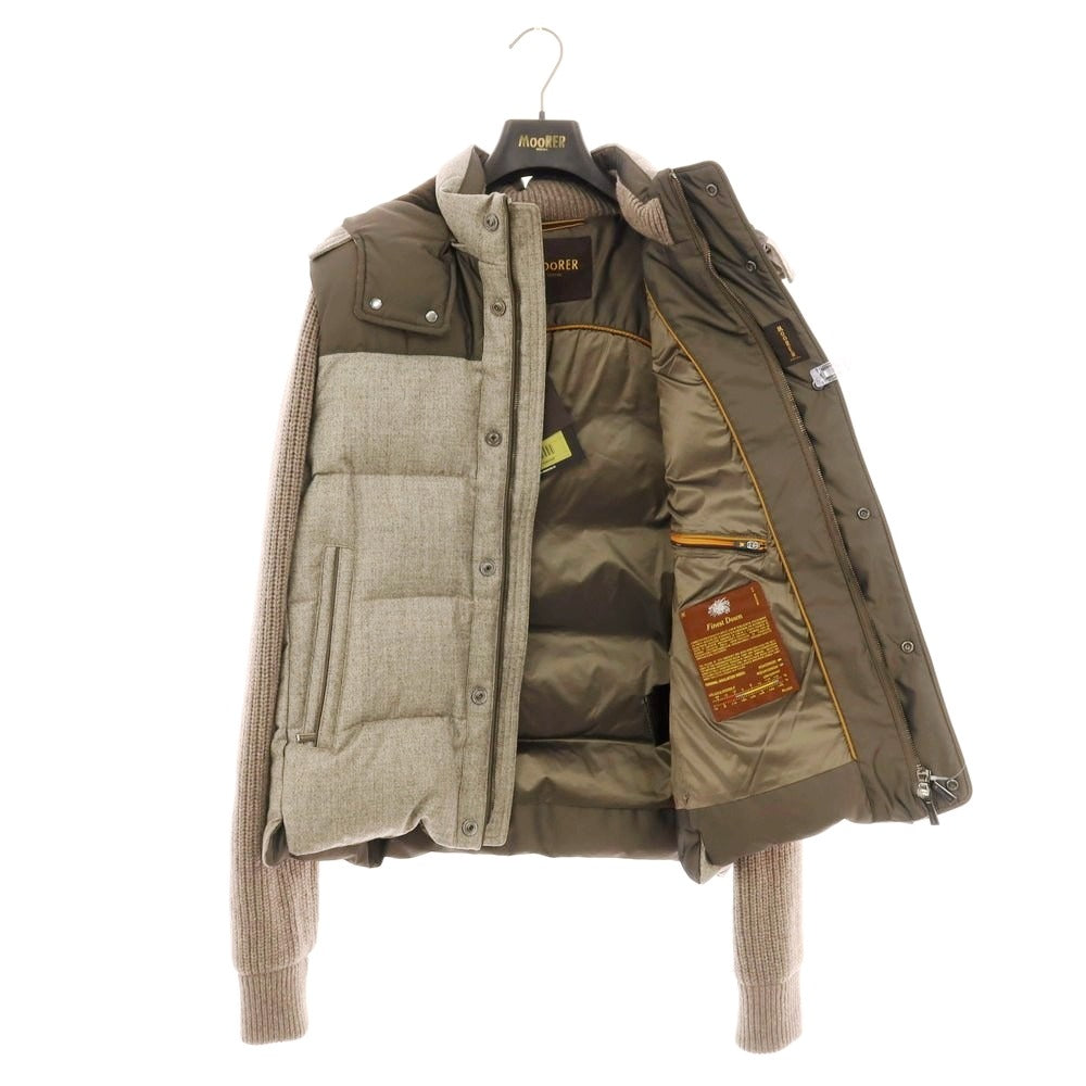 【新品】ムーレー MOORER BENSO-FF 2WAY ウール ダウンジャケット ダウンベスト グレージュ系【 48 】【 状態ランクN 】【 メンズ 】
