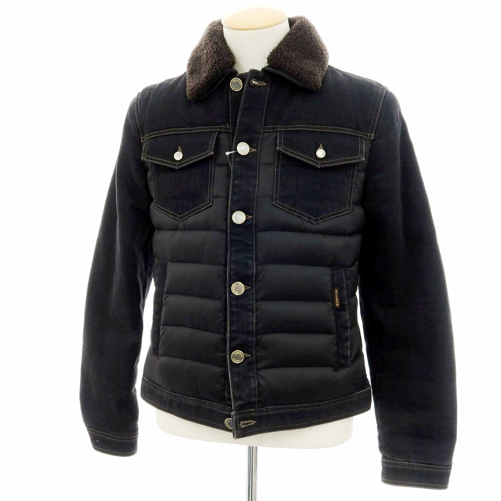 【新品】ムーレー MOORER MONDOR-FUR ファー デニム ダウンジャケット ブラック【 44 】【 状態ランクN 】【 メンズ 】