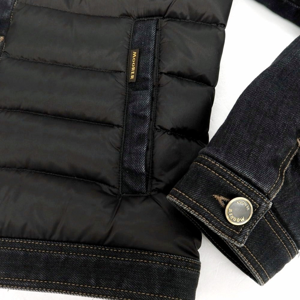 【新品】ムーレー MOORER MONDOR-FUR ファー デニム ダウンジャケット ブラック【 44 】【 状態ランクN 】【 メンズ 】