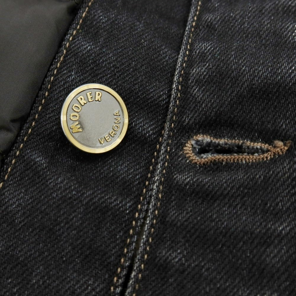 【新品】ムーレー MOORER MONDOR-FUR ファー デニム ダウンジャケット ブラック【 44 】【 状態ランクN 】【 メンズ 】