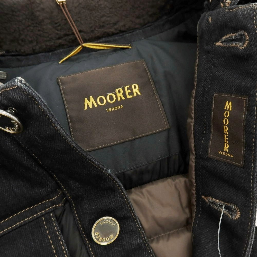 【新品】ムーレー MOORER MONDOR-FUR ファー デニム ダウンジャケット ブラック【 44 】【 状態ランクN 】【 メンズ 】