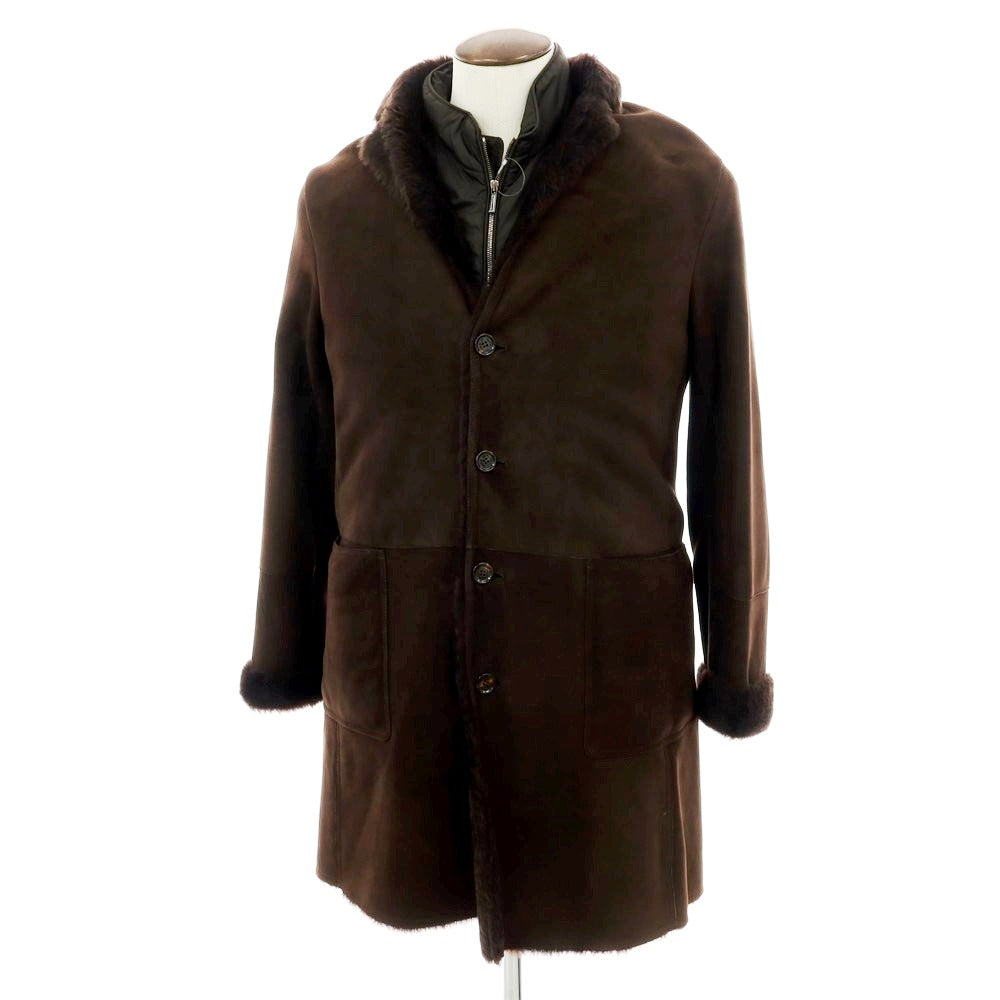 【新品】ムーレー MOORER CARBONI ムートン チェスターコート ダークブラウン【 50 】【 状態ランクN 】【 メンズ 】